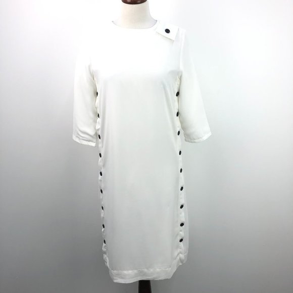 NWT The Collective White Button Detail Midi Dress - Picture 1 of 11